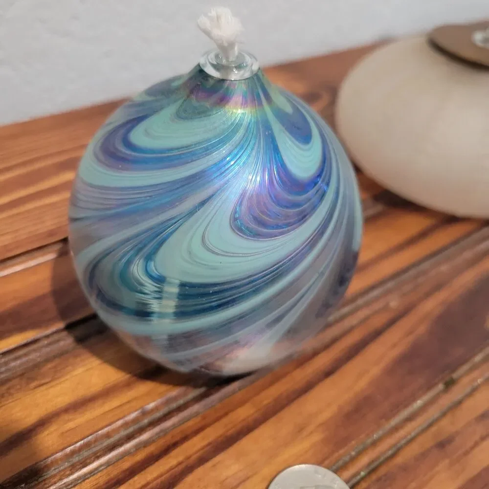 Lot of 5 Vintage - Hand Blown Glass & Assorted Oil Lamps Clear Ambient Romantic